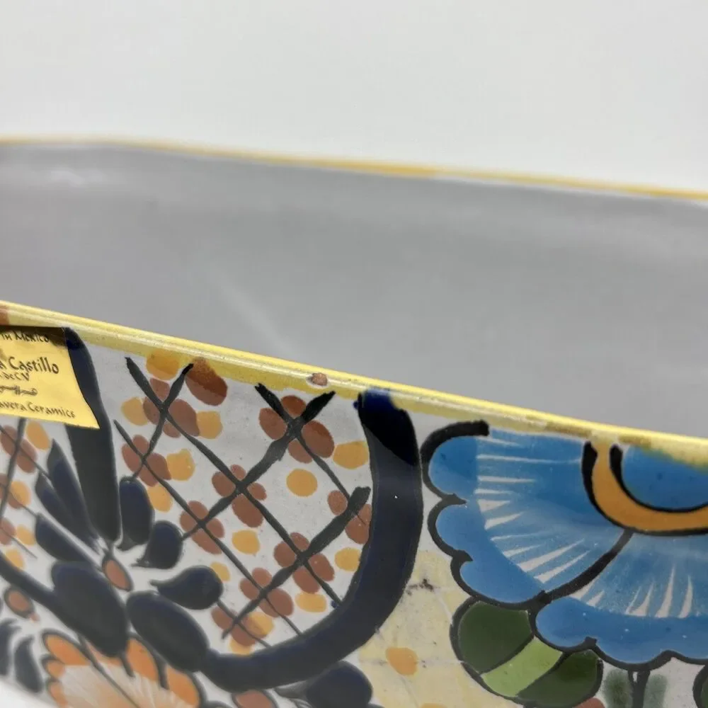 Talavera Castillo Mexico Ceramic Oval Planter Hand Painted Flower Pot Window Box